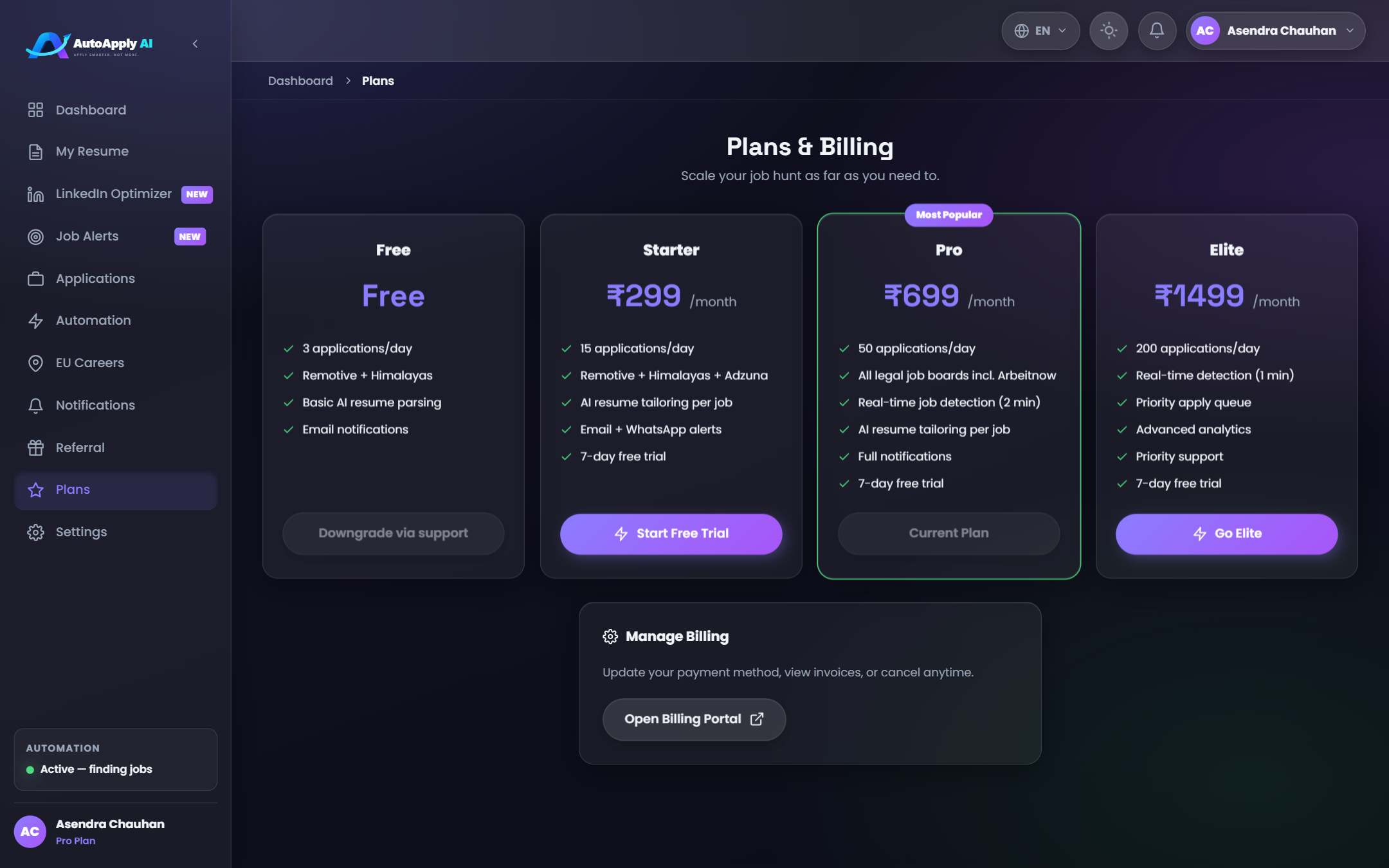 AutoApply AI Subscription Pricing Plans